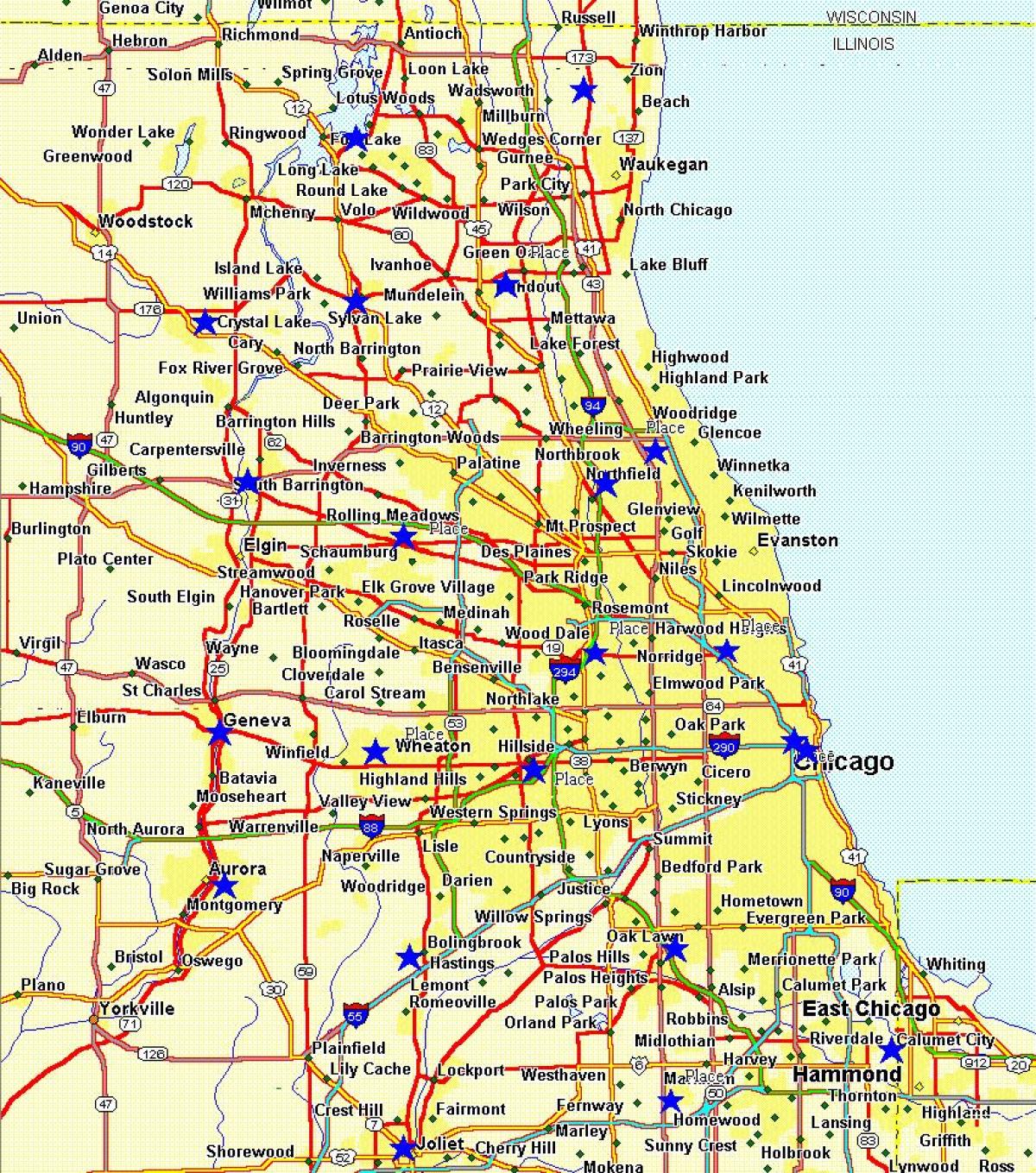 stad karta över Chicago