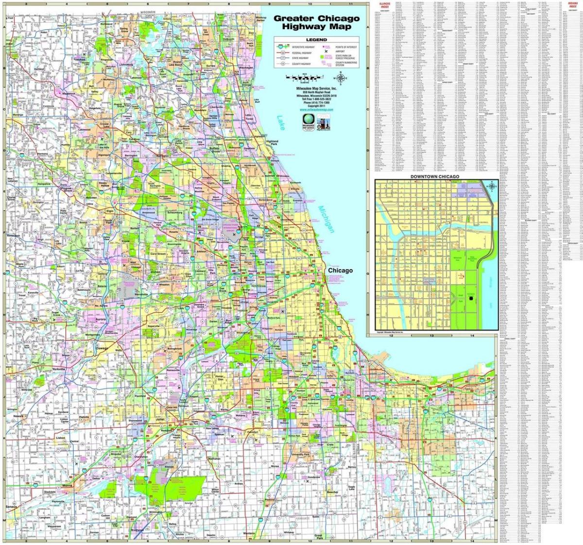 karta över Chicago motorvägar