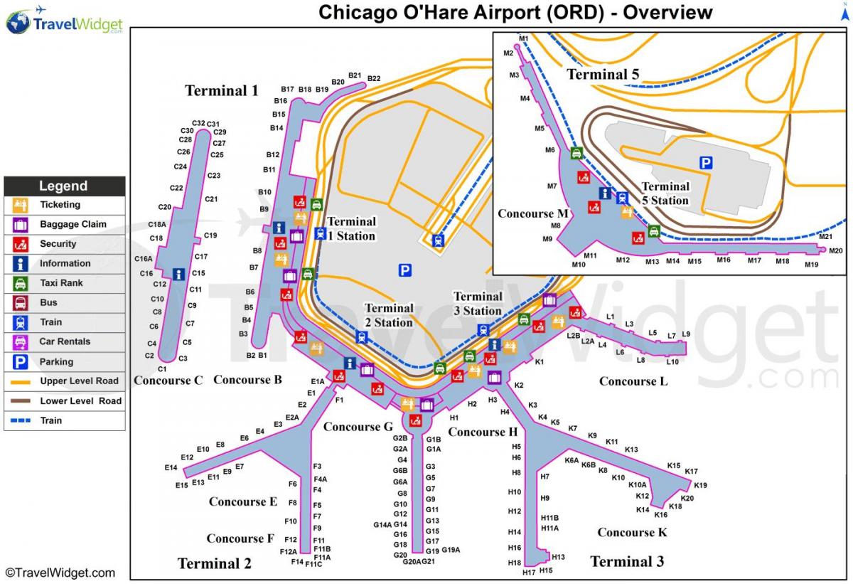 Chicago O Hare internationella flygplats karta