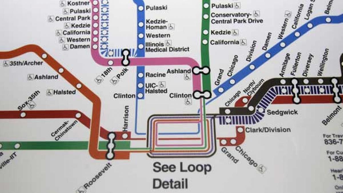 Chicago tunnelbana blå linje karta