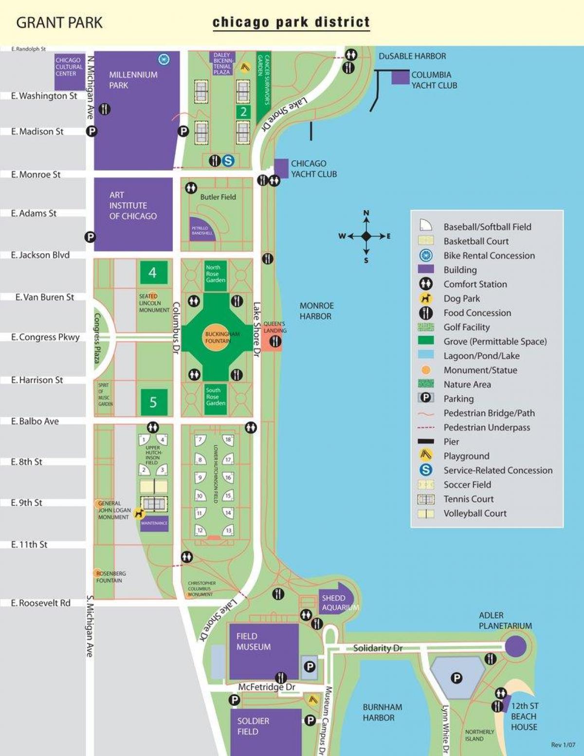 karta över grant park i Chicago