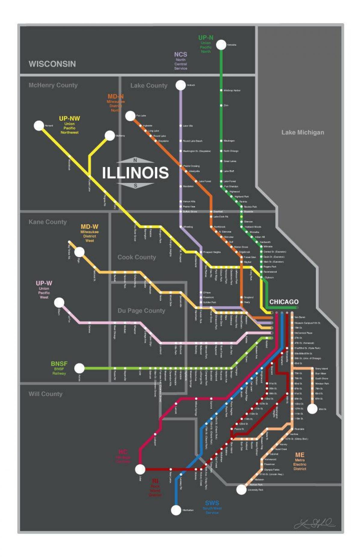 metra karta Chicago