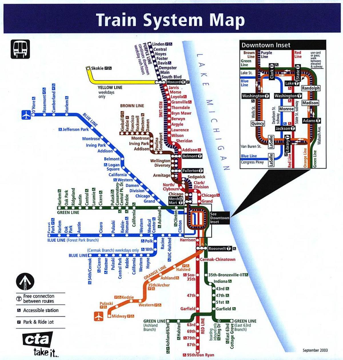 Chicago metro linje karta
