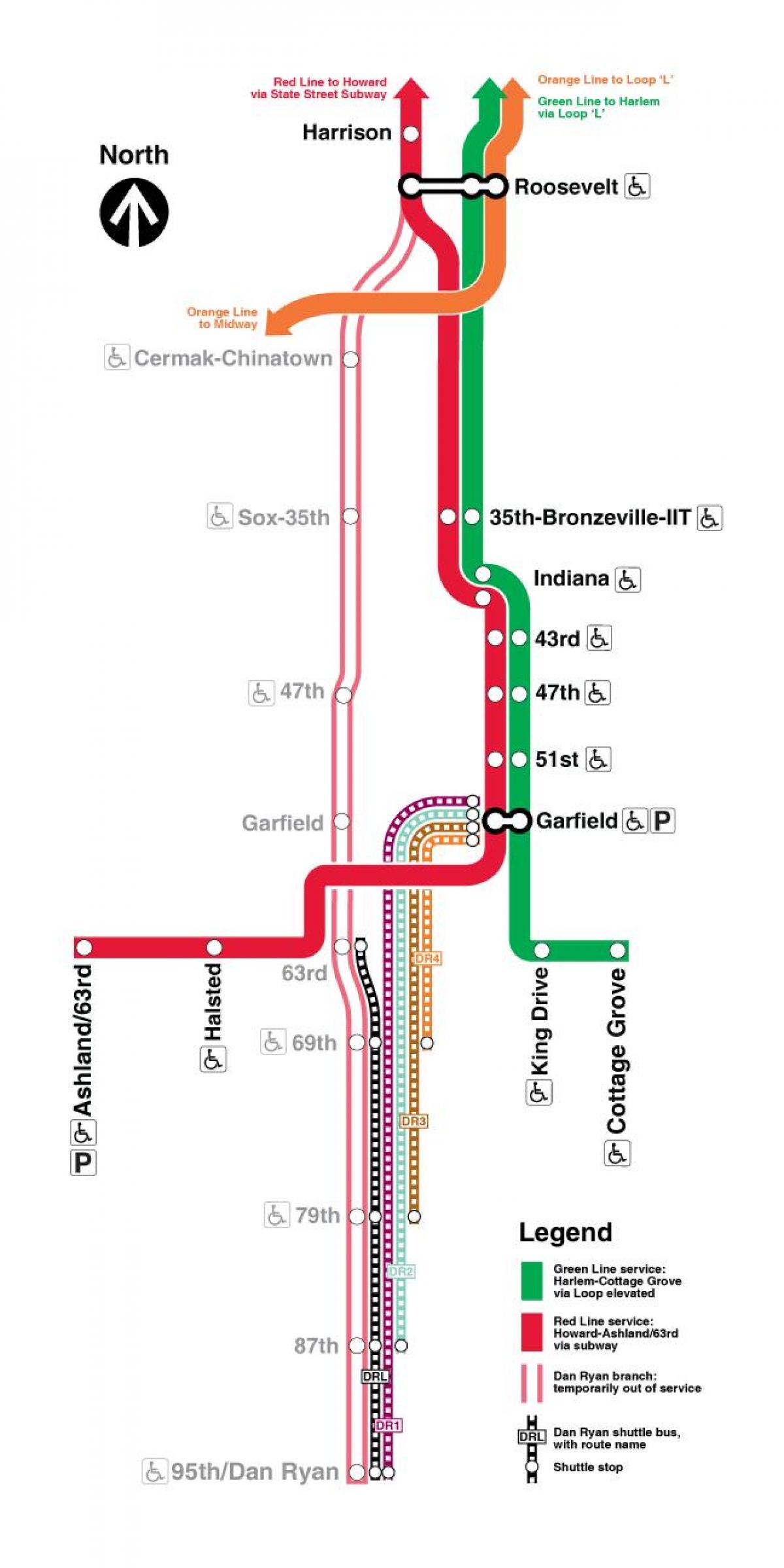 karta över röda linjen Chicago