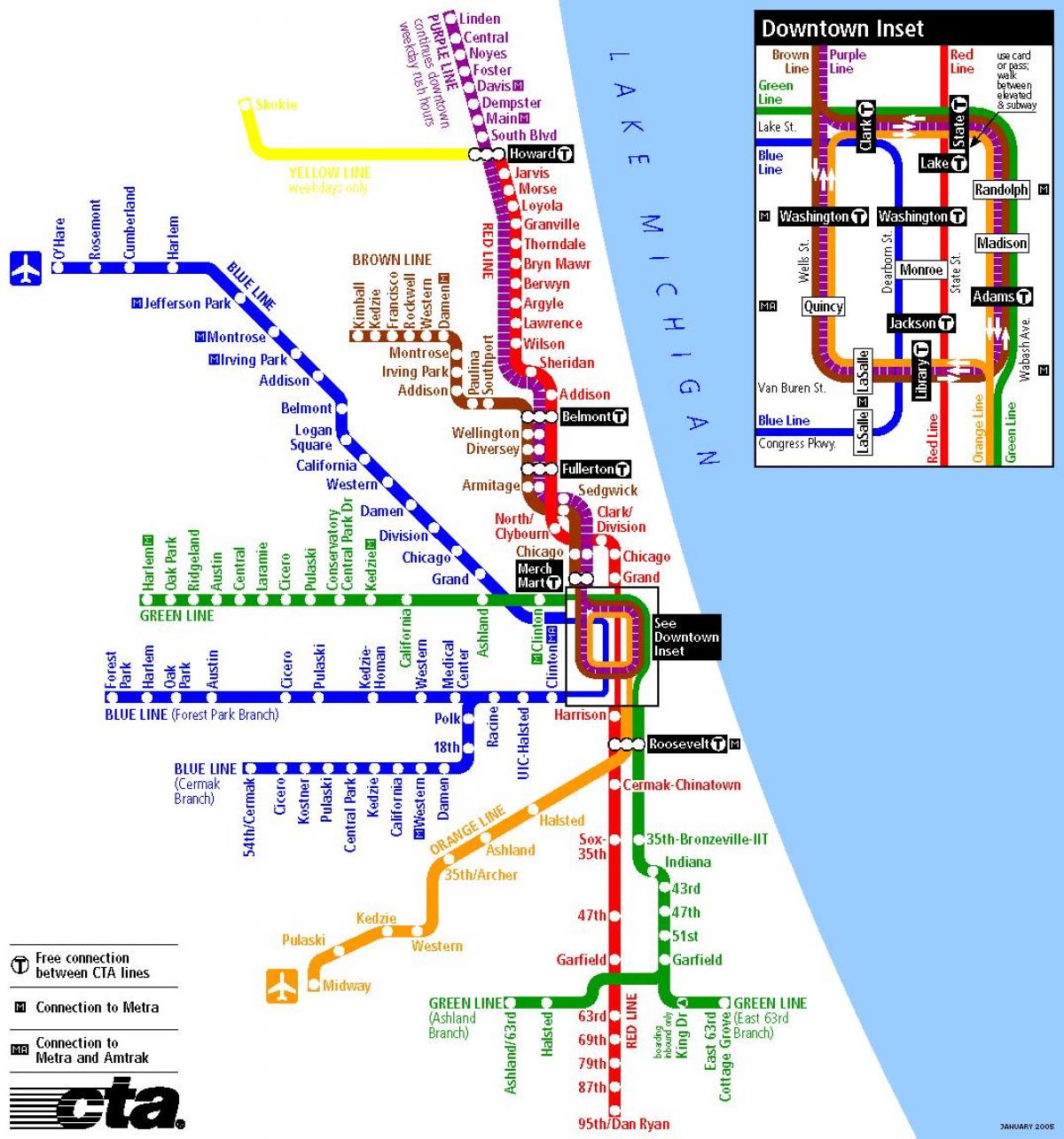 tunnelbana i Chicago karta