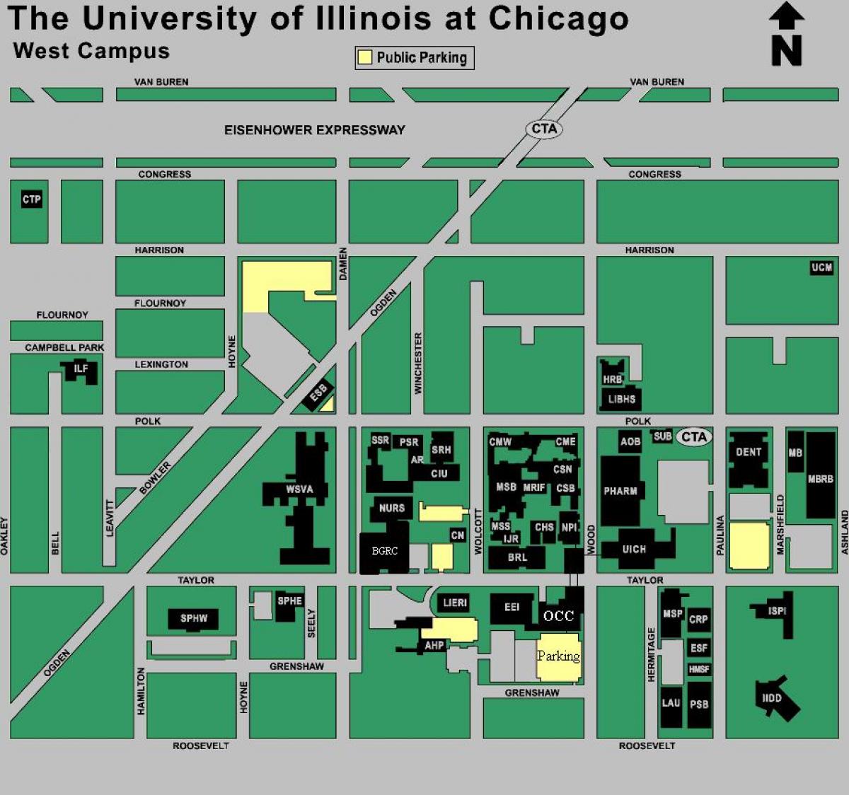 karta över UIC-west campus