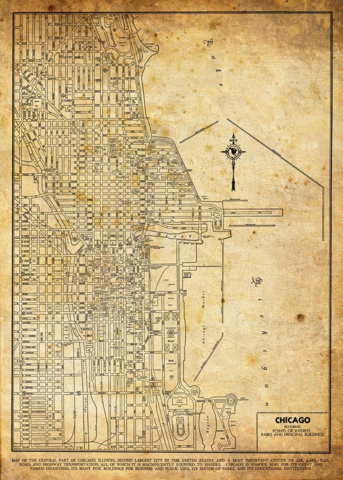 vintage karta över Chicago
