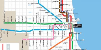 Karta över Chicago blå linjen