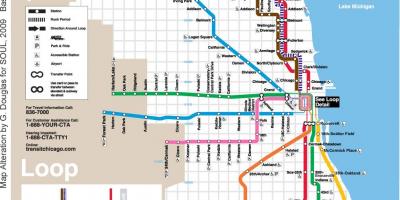 Chicago tåg blå linje karta