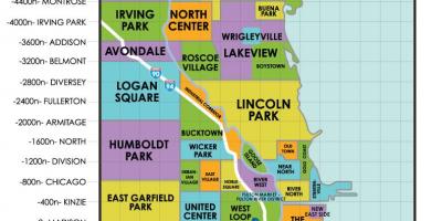 Stadsdelar i Chicago karta