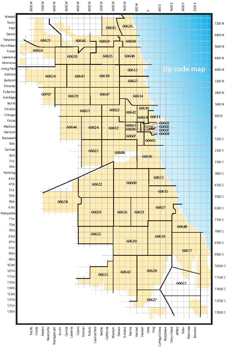 Chicago riktnummer karta