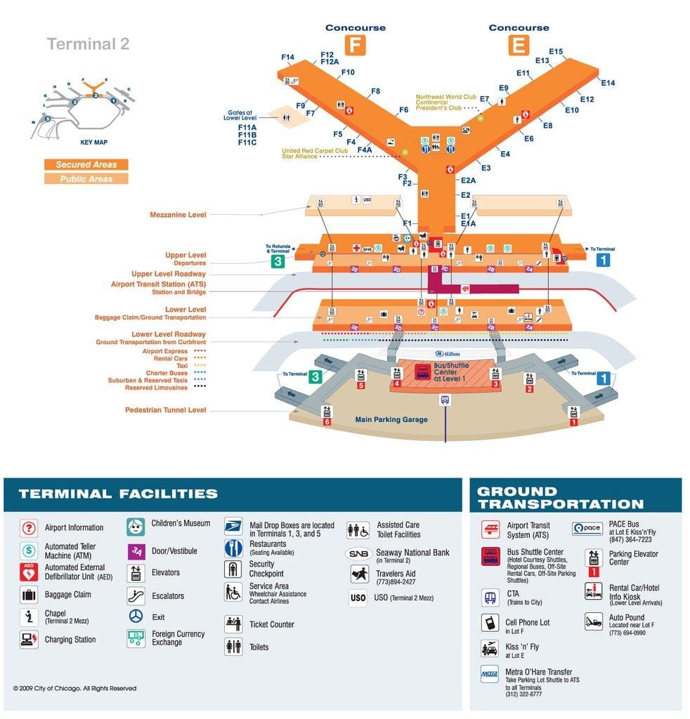 karta över O Hare terminal 2