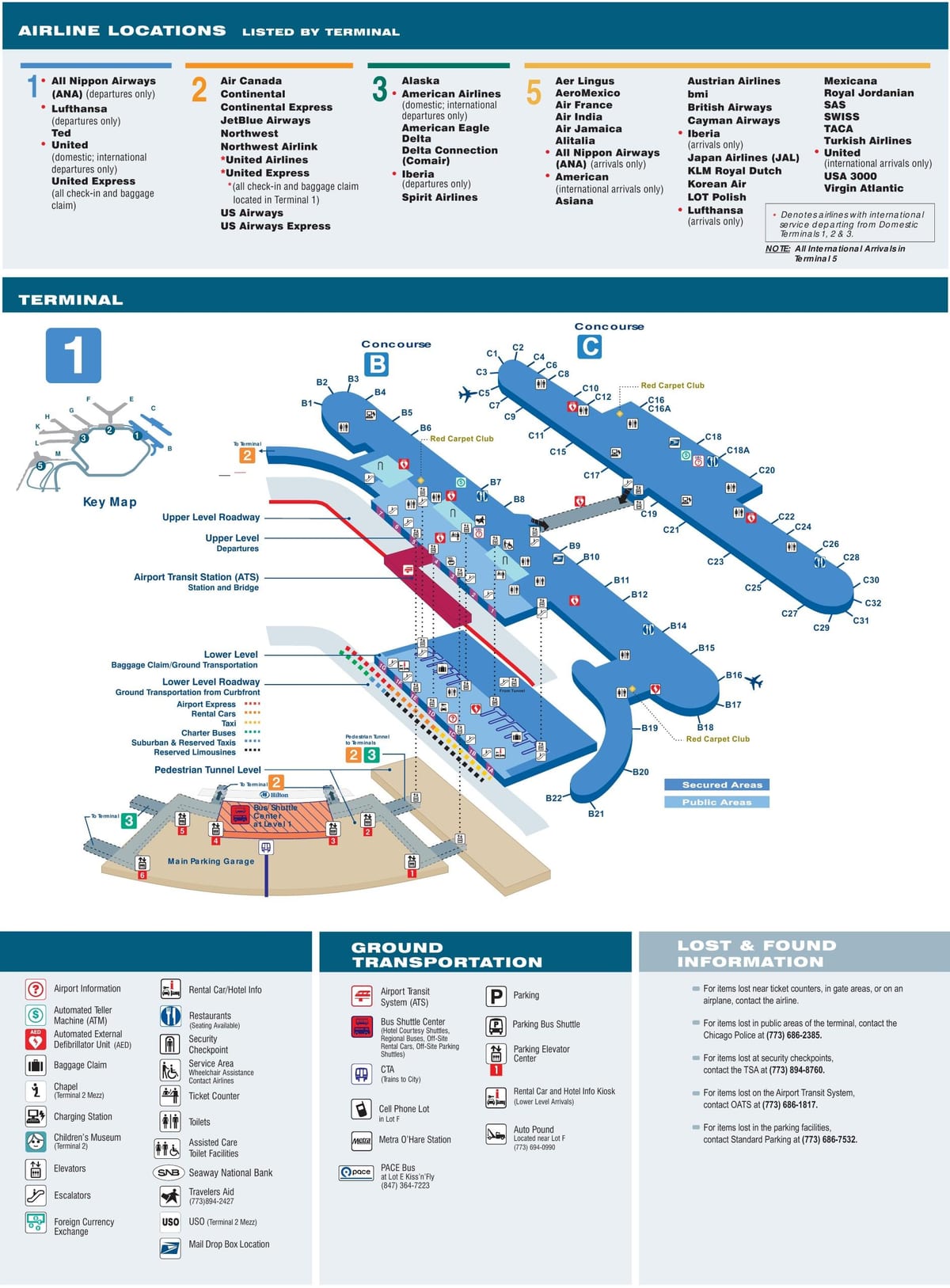 karta över ord terminal 1 karta Chicago