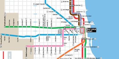 Karta över Chicago blå linjen