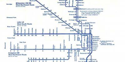 Karta över blå linjen Chicago