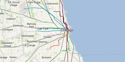 Chicago blå linje tåg karta
