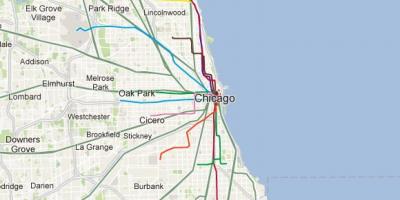 Chicago blå linje tåg karta