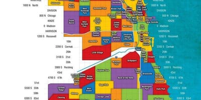 Chicago och förorter karta