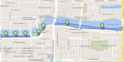 Karta över Chicago riverwalk