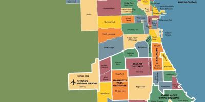 Karta över stadsdelar i Chicago