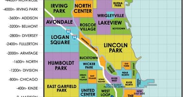 Stadsdelar i Chicago karta